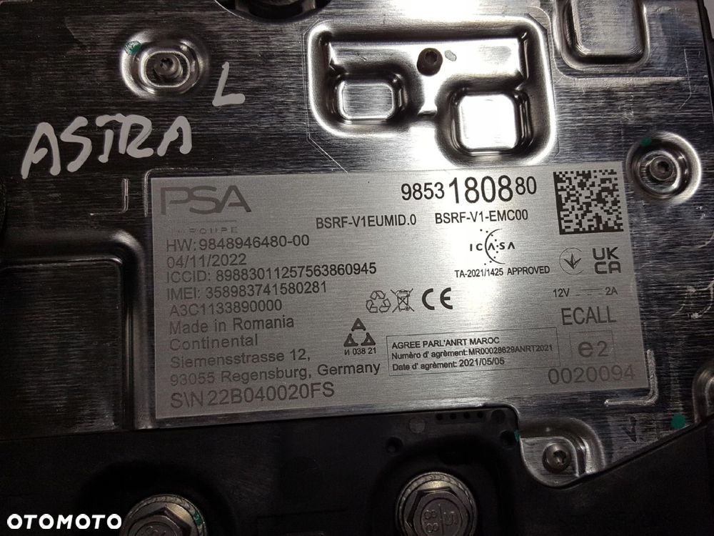 OPEL ASTRA VI L 21r- ANTENA DACHOWA RADIA GPS 9853180880 - 8