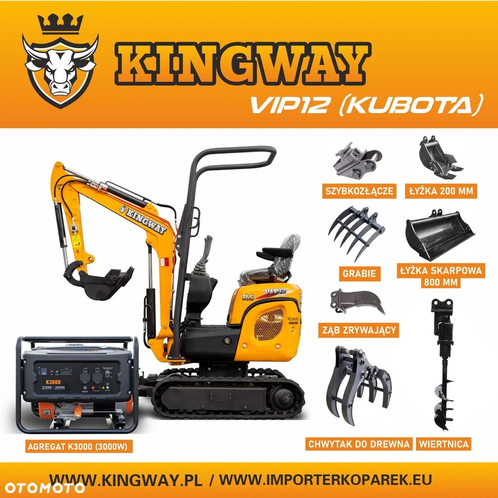 Kingway VIP 12 KUBOTA engine rozsuwane gąsienice + dodatki - 3