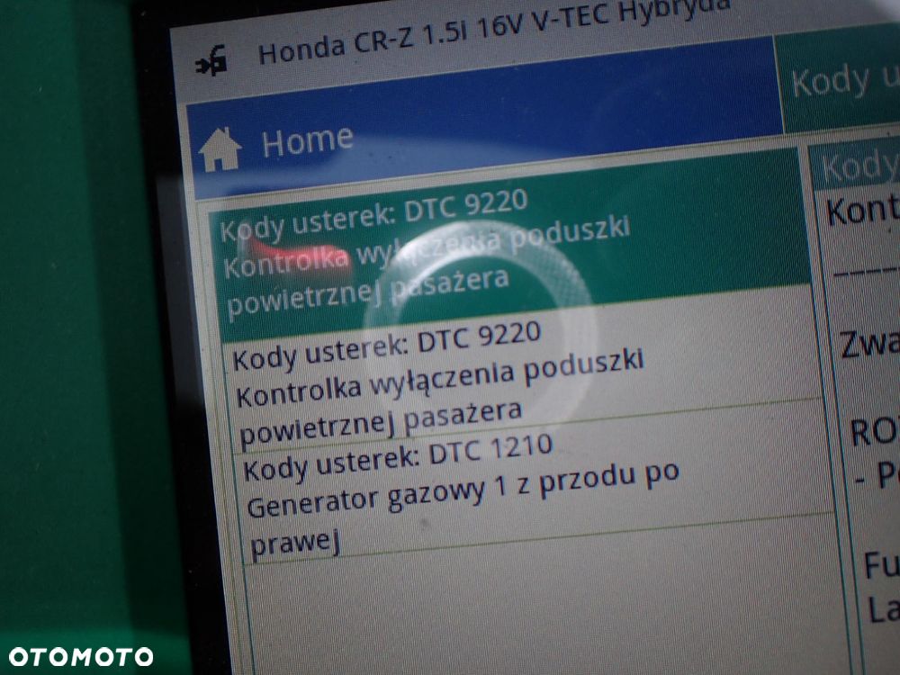CZĘŚCI - Honda CR-Z 1,5 i-VTEC 124KM HYBRID LEA1 FILM COUPE HB 3D GT IMA lakier NH624P 2010r. INDEX - 9987 - 21