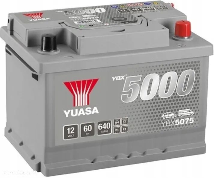 Akumulator Yuasa YBX5075 60Ah 640A P+ 12V - 1