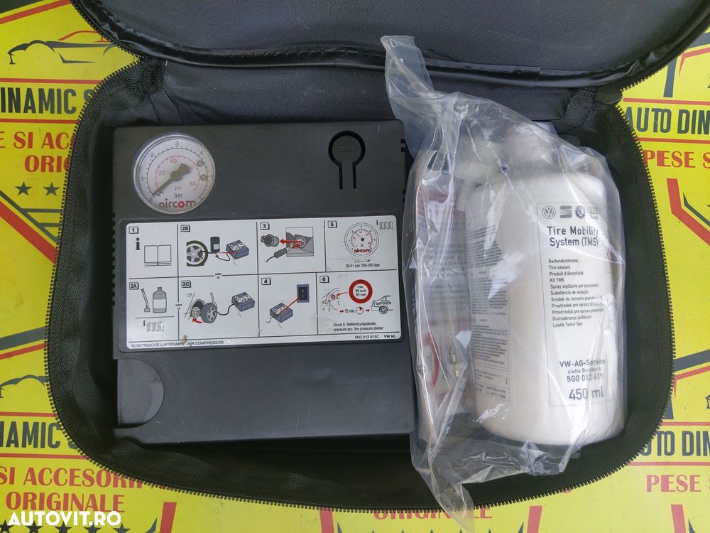 Compresor auto umflat roti kit pana original Vw Skoda Audi Seat + Husa - 3