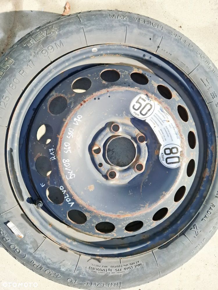 Koło Koła Dojazdowe Zjazdowe Zapasowe 125/80/17 R17 5X108 Volvo 9209872 - 3