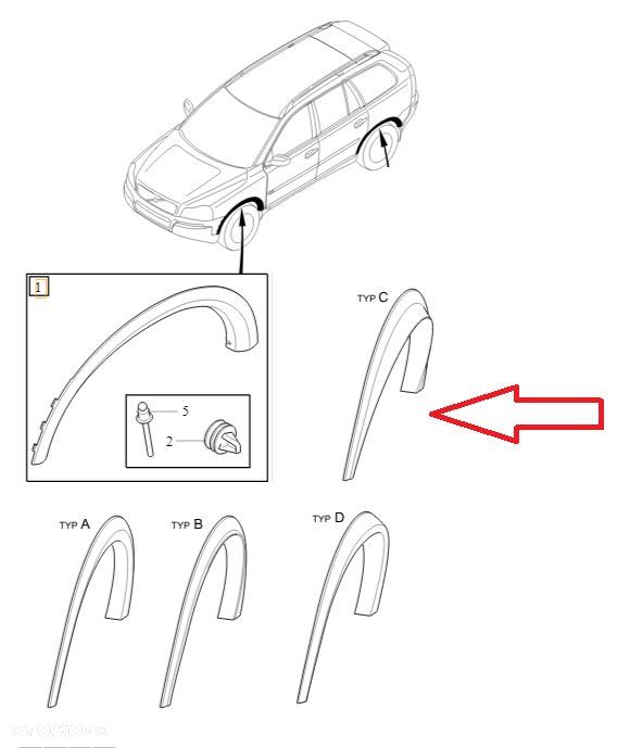 VOLVO XC90 I przednia prawa owiewka blotnika OE 39882658 - 3