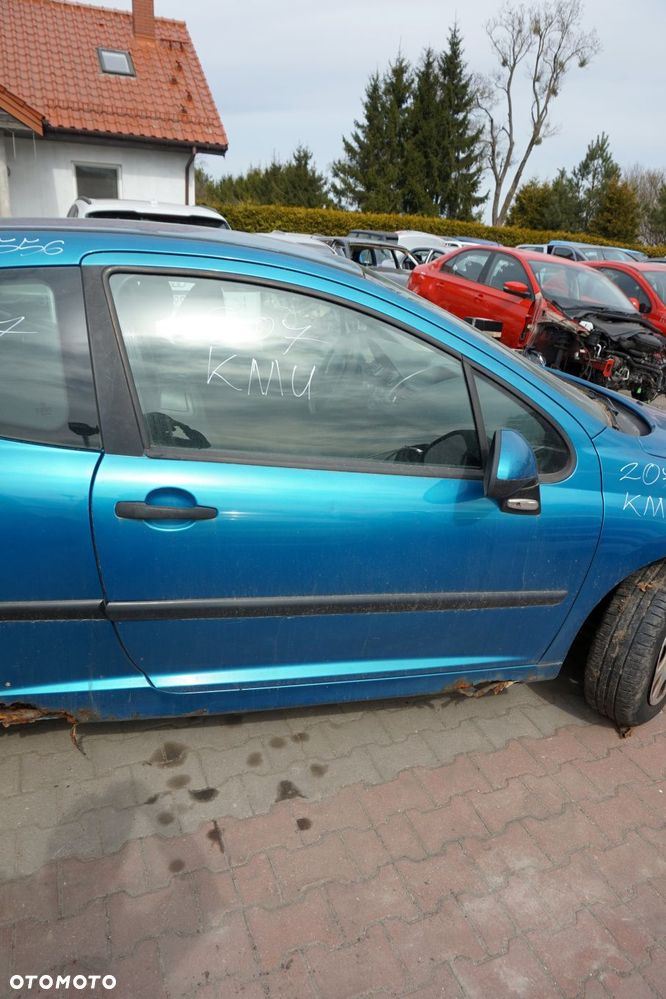 DRZWI PRZEDNIE PRAWE 207  3D HB KMU  NIEBIESKI PEUGEOT 2006-2009 - 1