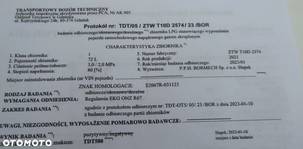 BUTLA ZBIORNIK GAZU LPG BORMECH 72L ZAWÓR HOMOLOGACJA DOKUMENTY - 9