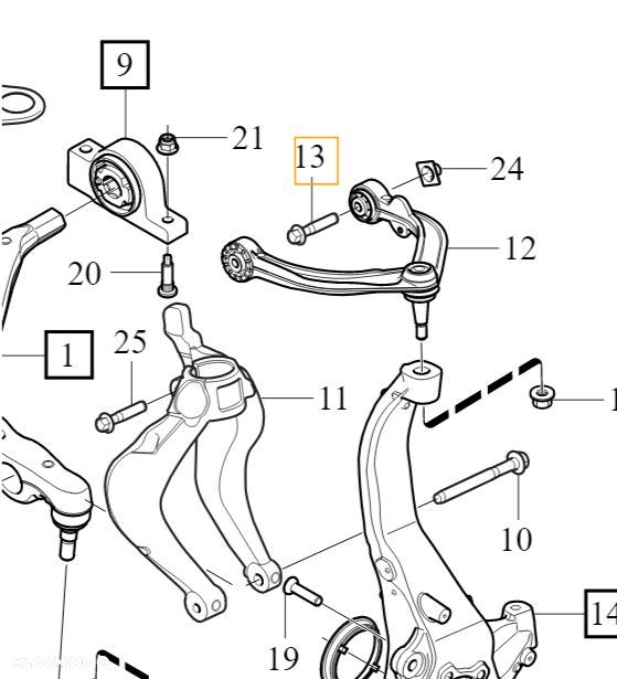 VOLVO S90 V90 II sruba gornego przedniego wahacza M10x65 30746594 - 1