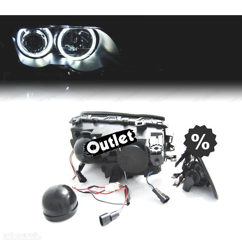 R146888C5 FAROL DHC BMW SÉRIE 3 E46 4 PORTAS 98-01 OLHO DE ANJO CCFL FUNDO NEGRO - 5