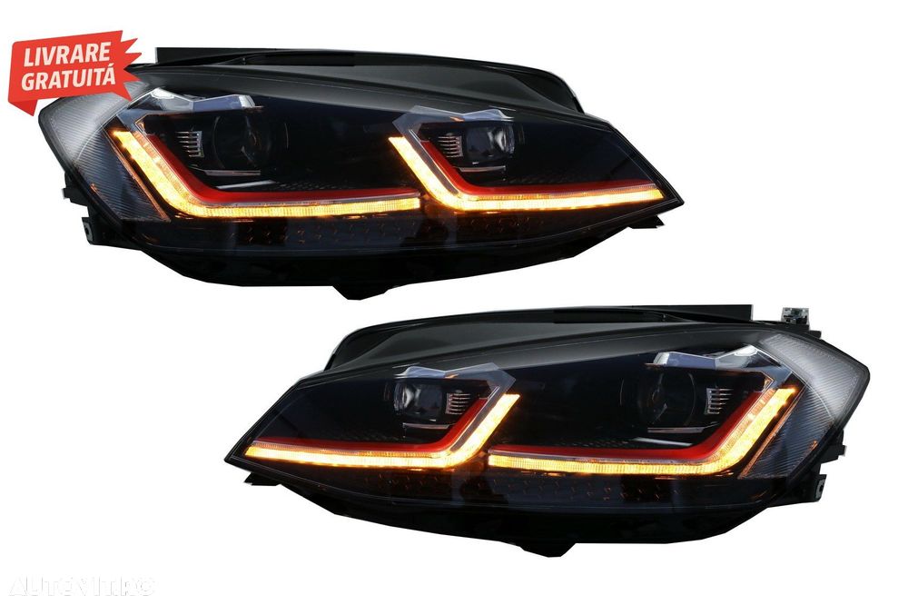 Faruri LED VW Golf 7.5 VII (2017+) GTI Look cu Semnal Dinamic- livrare gratuita - 10