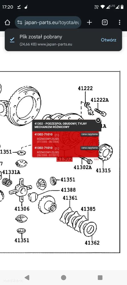 Kosz satelit , dyferencjał LSD tył Toyota Hilux 2005-2015  41302-71010 - 3