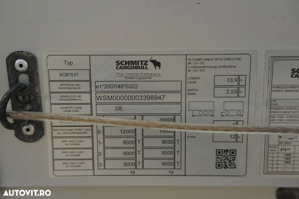 Schmitz Cargobull CORTINĂ / STANDARD / COȘ PENTRU PALEȚI / AXĂ RIDICATĂ / - 27