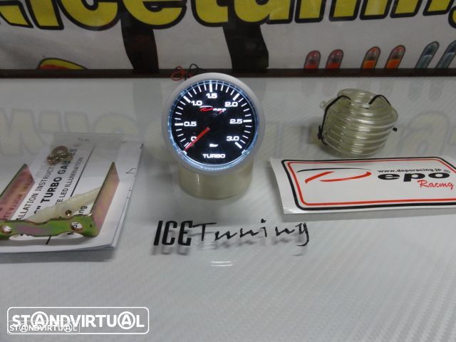 Manômetro da Pressão do Turbo 3 bar Fundo Preto c/iluminaçao led branco Depo Racing Japan 52mm de diametro c/2 anos de garantia - 1