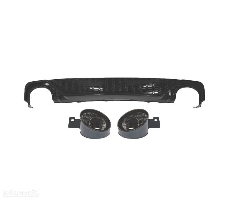 DIFUSOR TRASEIRO AUDI A6 18-22 LOOK RS6 PRETO BRILHANTE + PONTEIRAS 0---0 - 2