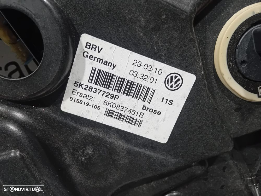 Elevador e Motor de Vidro Porta Frente Esquerdo VW Golf 6 VI 5K2837729P 5K0837461B Original - 3