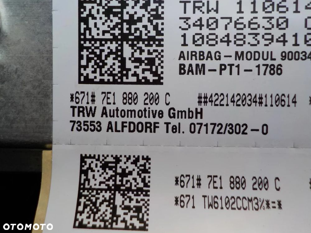 VW T5 LIFT PODUSZKI PASY AIRBAG PRAWY KIEROWCY MODUŁ - 6
