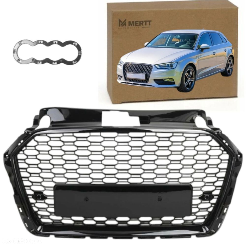 AUDI A3 8V 2016-2020 ATRAPA GRILL PRZÓD RS look PLASTER MIODU czarny połysk - 3
