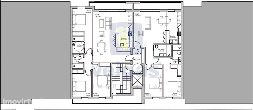 Apartamento novo T2, 3º Andar, c/estacionamento, prédio c/elevador, co - Grande imagem: 2/5