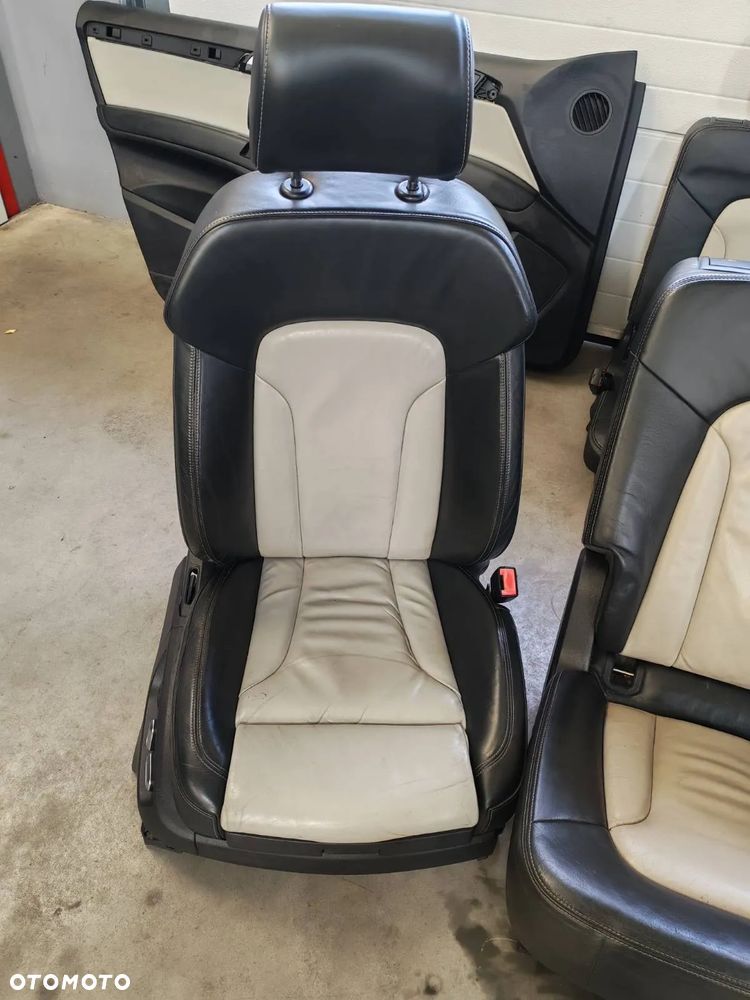 AUDI Q7 4L 05-15R FOTELE PRZOD KANAPA TYL DRUGI I TRZECI RZAD CZARNA I SZARA SKORA INDYVIDUAL 7 OSOB TAPICERKI ANGIELSKIE - 2
