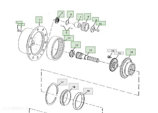 Układ planetarny przód John Deere 7700 - 2