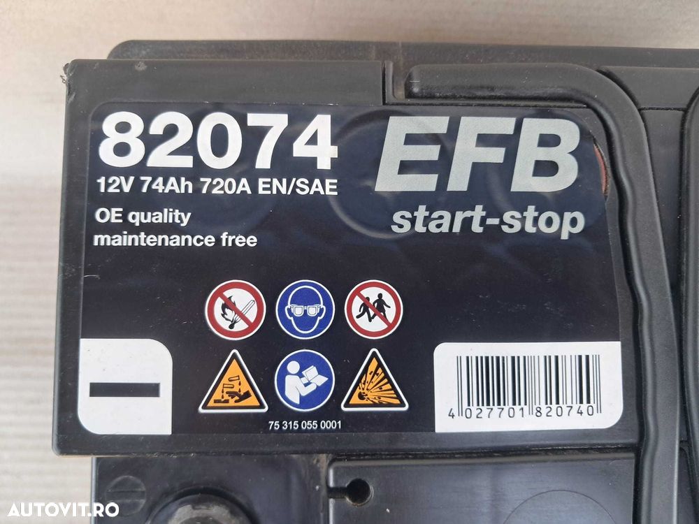 Skoda Kodiaq Octavia 3, Vw Golf 7 Passat B8, baterie acumulator start stop MOLL-EFB 74 Ah - 2
