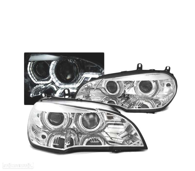 FARÓIS DE LUZ DIURNA BMW X5 E70 07-10 DRL LED CROMADOS AFS XENON - 2
