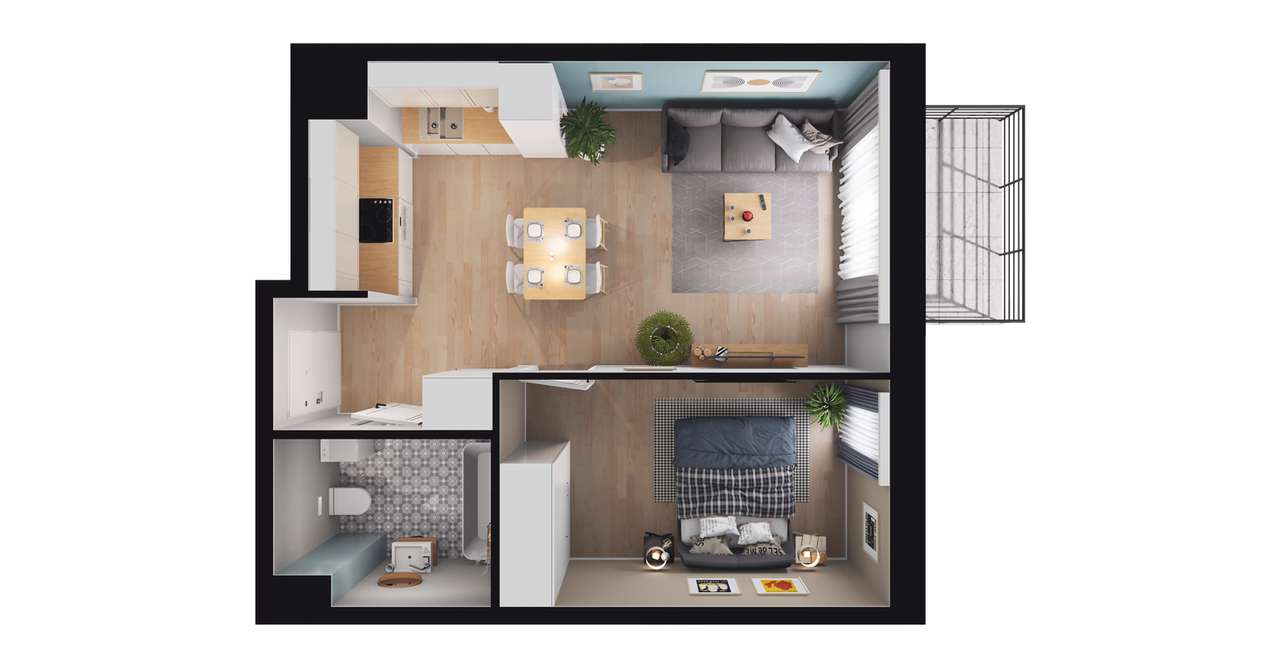 2-pokojowe mieszkanie 38m2 + balkon Bez Prowizji - Pełny obrazek: 2/9