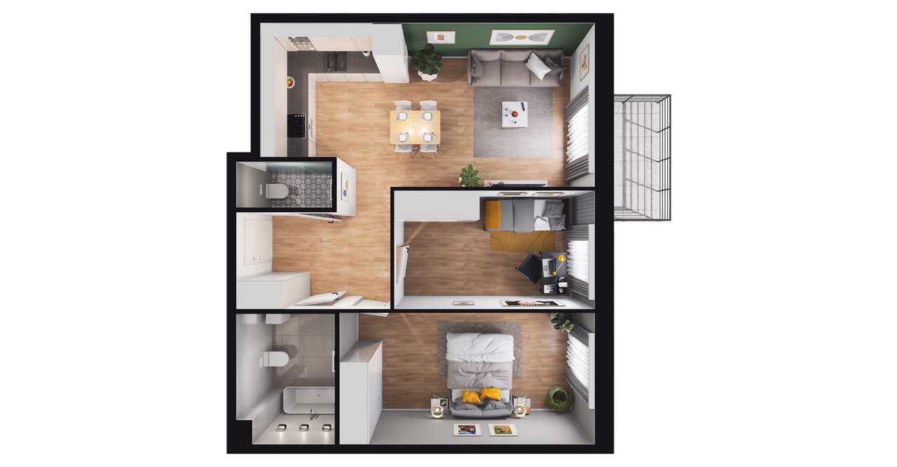 3-pokojowe mieszkanie 60m2 + balkon Bezpośrednio