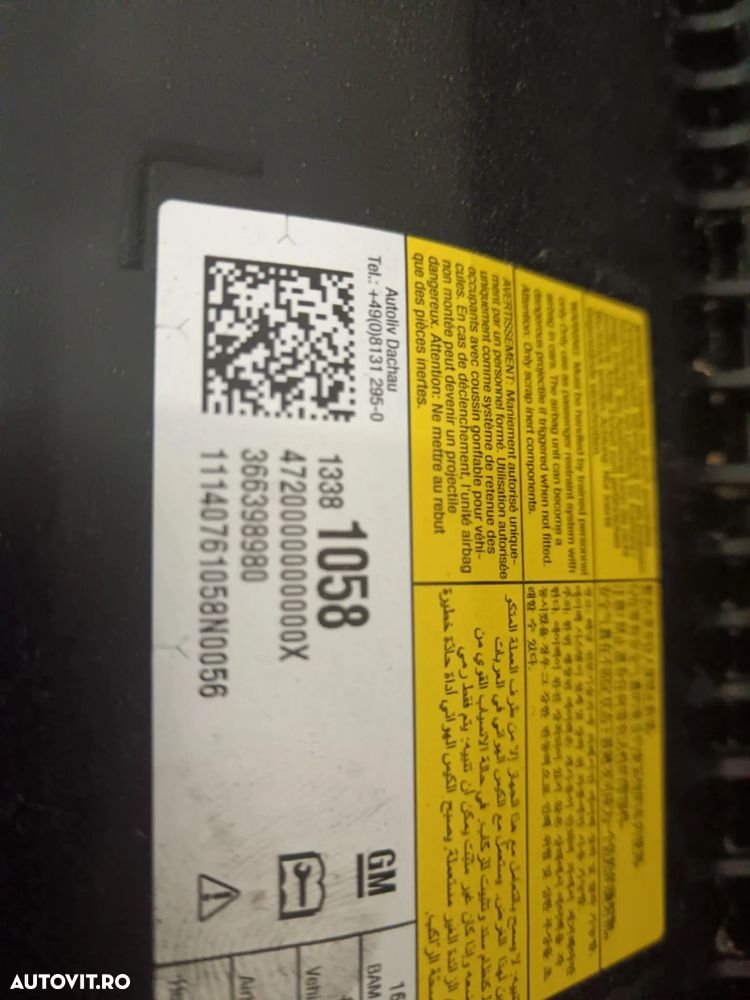 Airbag pasager opel zafira c 2011-2018 13381058 - 2