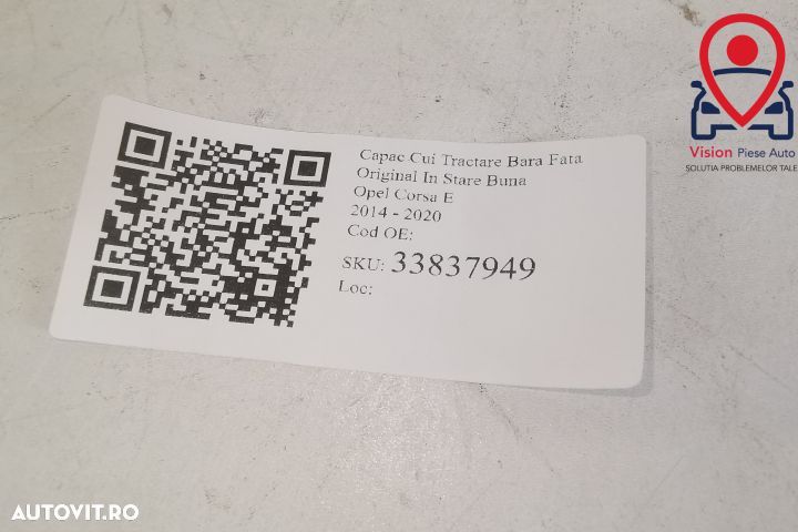 Capac Cui Tractare Bara Fata Original In Stare Buna  Opel  Corsa  E 20 - 5