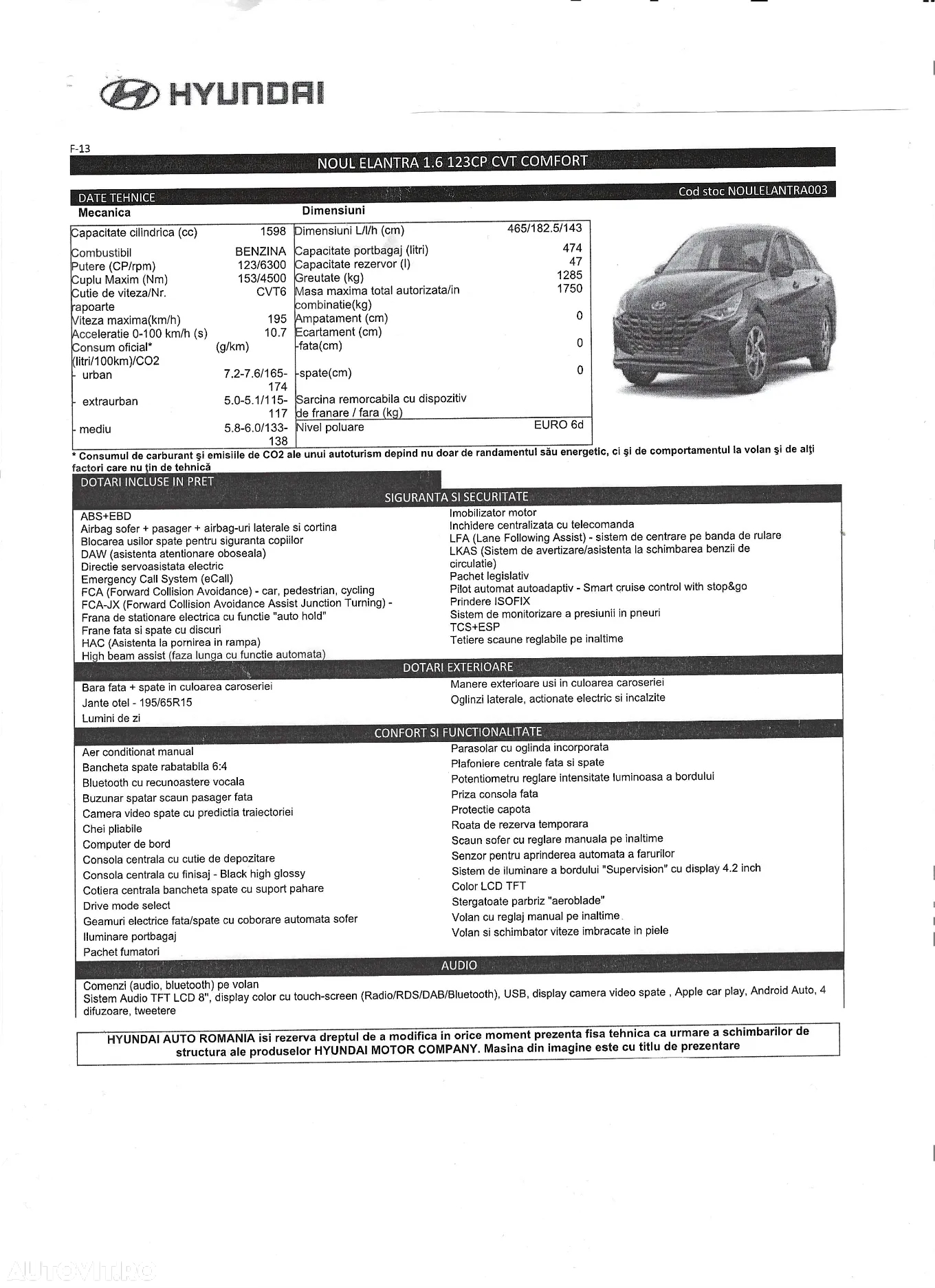 Hyundai Elantra 1.6 l 123 CP CVT Comfort - 10