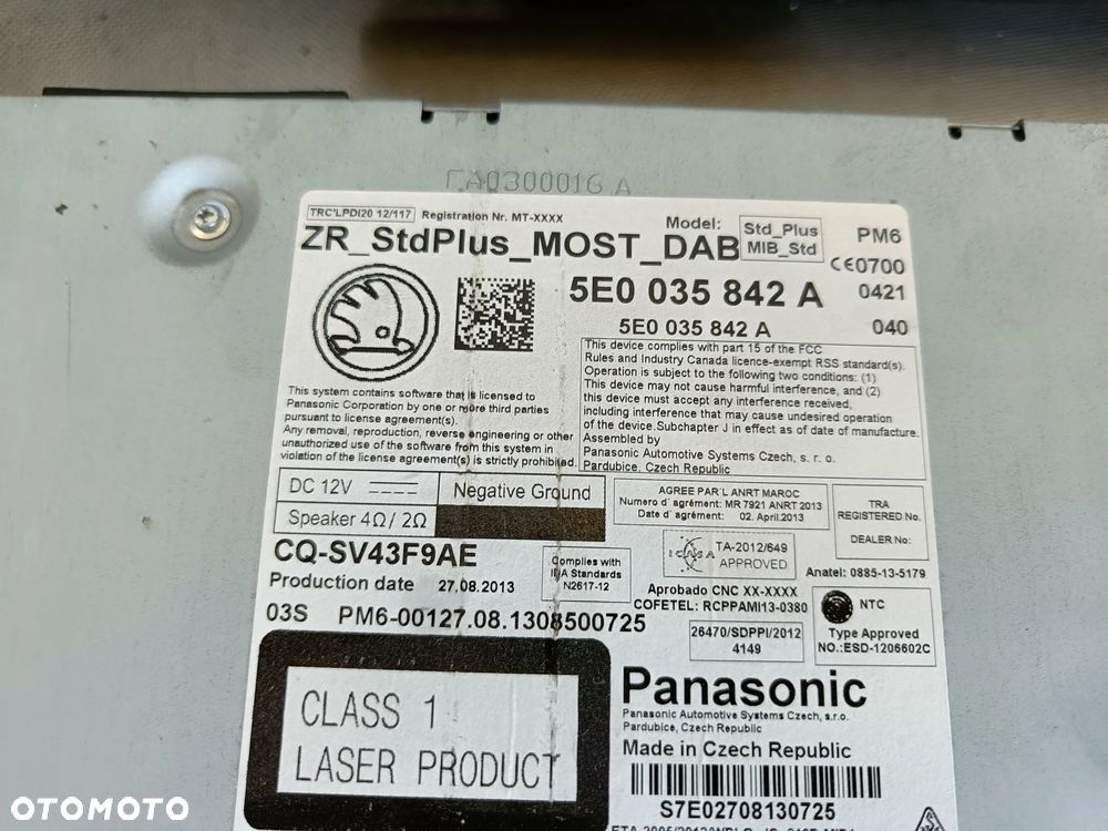Radio Ekran Skoda Octavia 3 III Czytnik Multimediów Wyświetlacz 5E0919605B 5E0035842A - 6