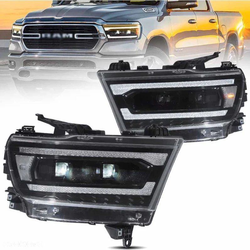 Reflektor Lampa kpl Vland Full Bi Led Neon Tuning Dodge Ram V 5 1500 19-24 - 1