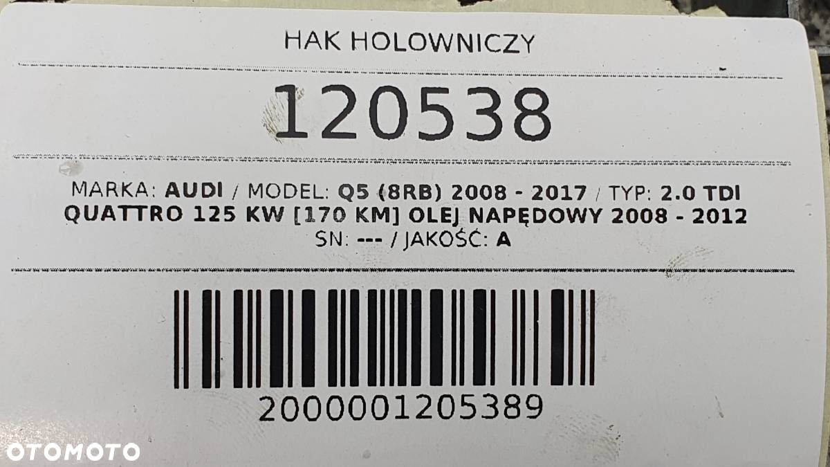 HAK HOLOWNICZY SKŁADANY BELKA AUDI Q5 I 8R0800495B - 10