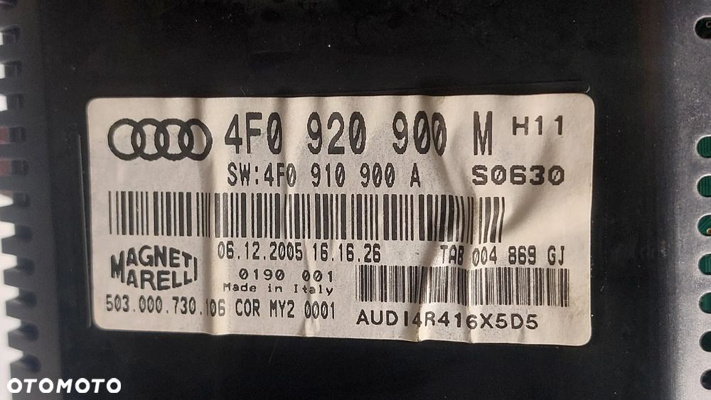 LICZNIK ZEGARY AUDI A6 C6 BENZYNA 4F0920900M SLASK WYSYLKA - 2