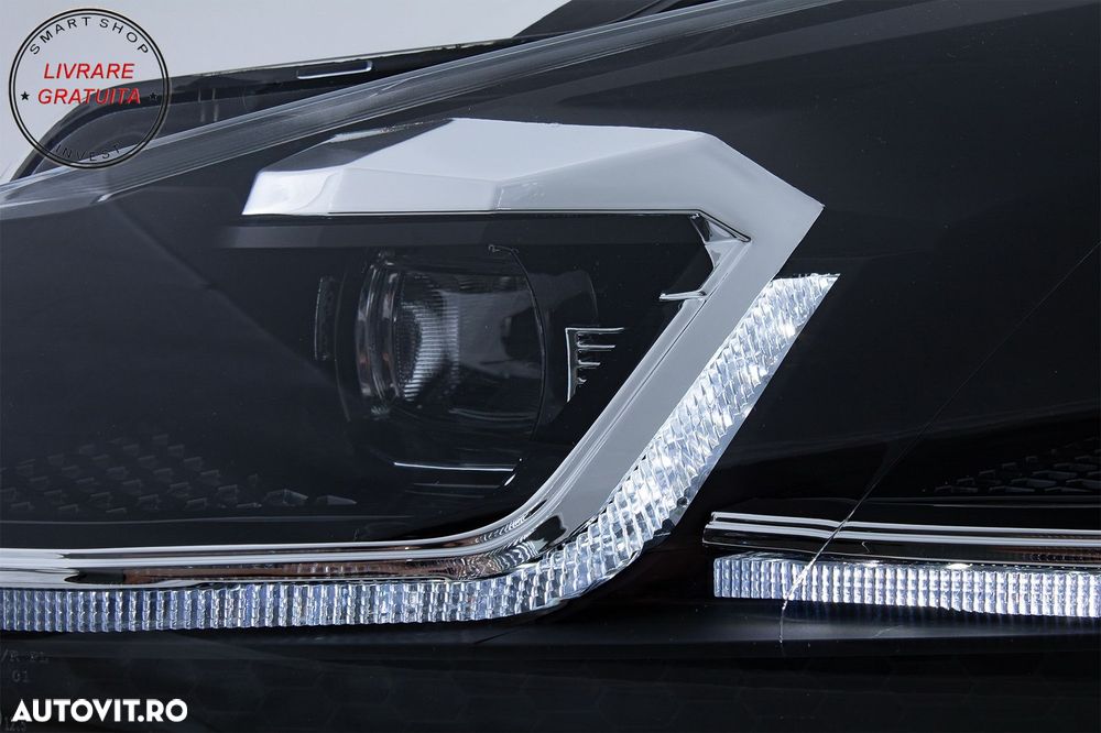 Faruri LED VW Golf 6 VI (2008-2013) Facelift G7.5 Look Silver Semnalizare Secventi- livrare gratuita - 5