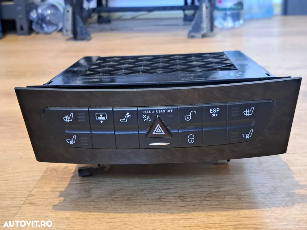 Panou comenzi Consolă Centrală Mercedes W211 E-Class FULL OPTIONS (Scaune Ventilate/Încălzite) + Magazie 6 CD – Lemn Rădăcină Nuc – Cod A2116800552 - 2