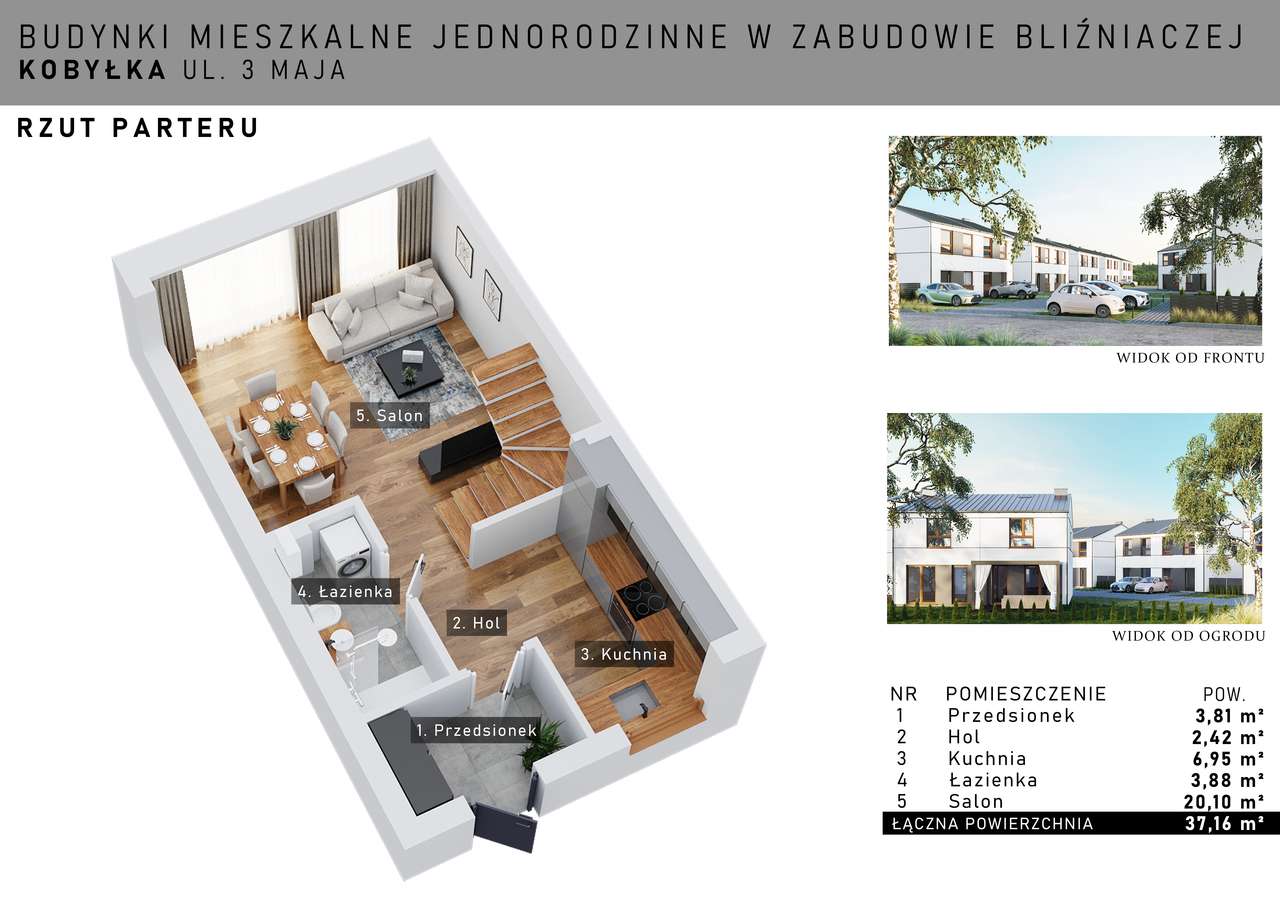 1/2 bliźniaka 73 m2 - ogródek i 2 miejsca postojowe - Pełny obrazek: 3/7