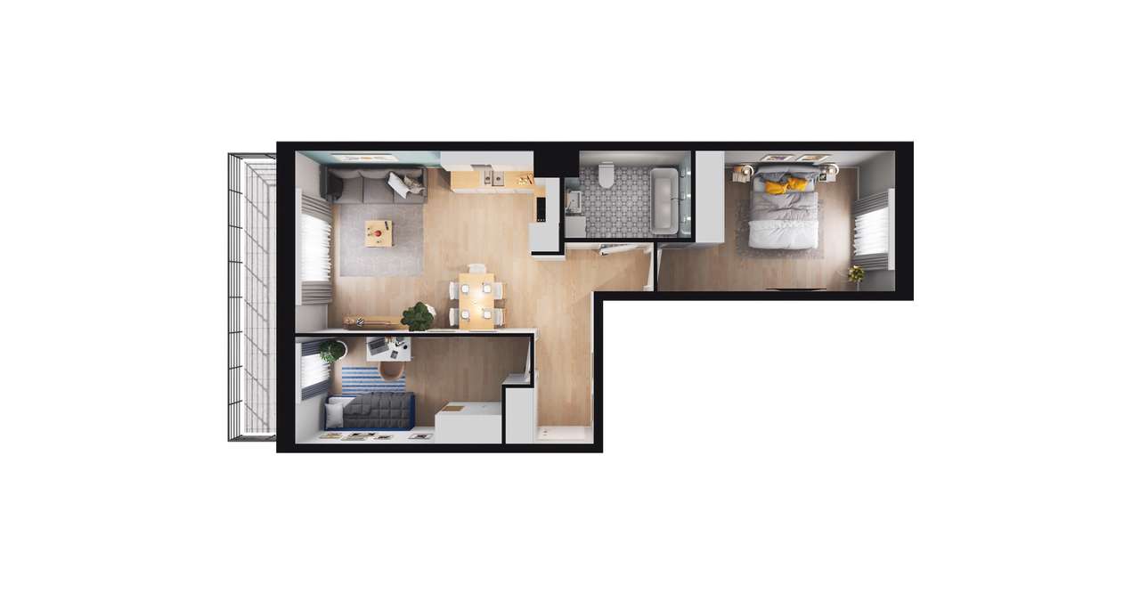 3-pokojowe mieszkanie 54m2 + balkon Bez Prowizji - Pełny obrazek: 2/8