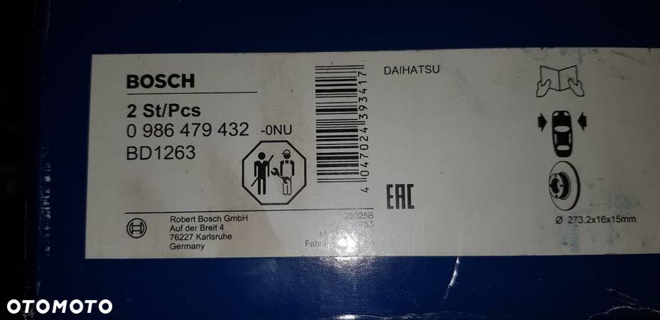 DAIHATSU  TERIOS (J1_) Tarcza hamulcowa przód BOSCH 0 986 479 432 - 2