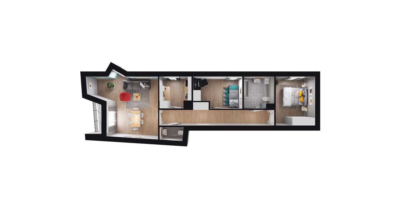 3-pokojowe mieszkanie 65m2 + loggia - Pełny obrazek: 2/8