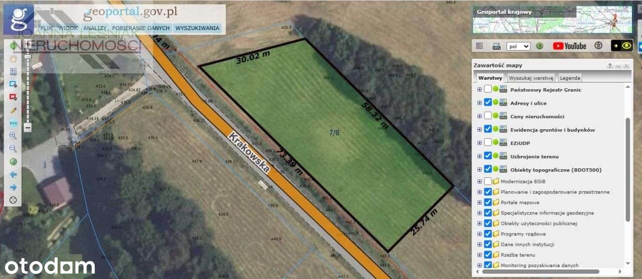 DZIAŁKA w CAŁOŚCI BUDOWLANA POŁOŻONA W JERZMANOWICACH ul. KRAKOWSKA-7