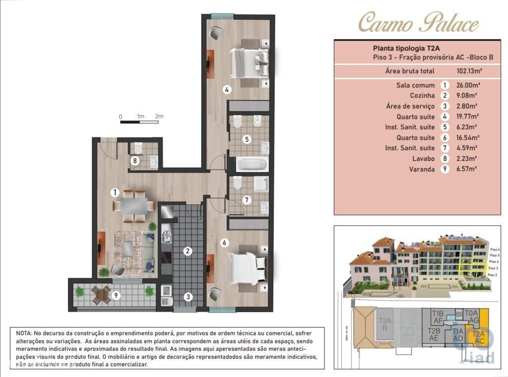 Apartamento T2 em Madeira de 102,00 m2