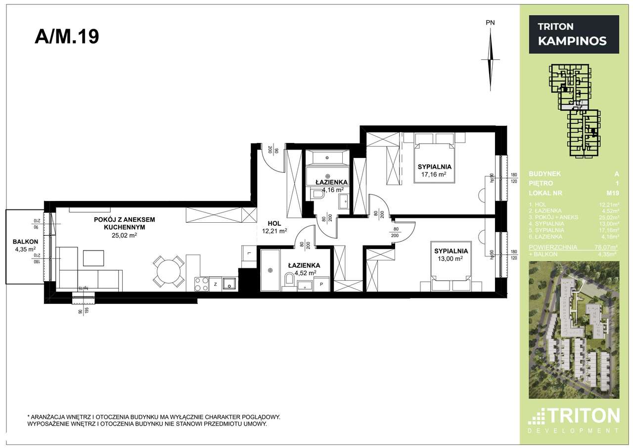 3-pokojowe mieszkanie 76m2 + balkon Bez Prowizji - Pełny obrazek: 2/5