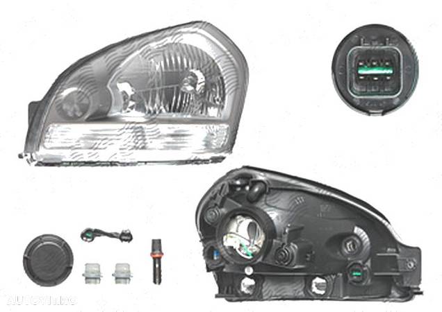 Far Hyundai Tucson (Jm), 06.2004-10.2009, fata, stanga/dreapta, H4; electric; semnalizare alba, grey reflector rim; fara motoras, DEPO - 1