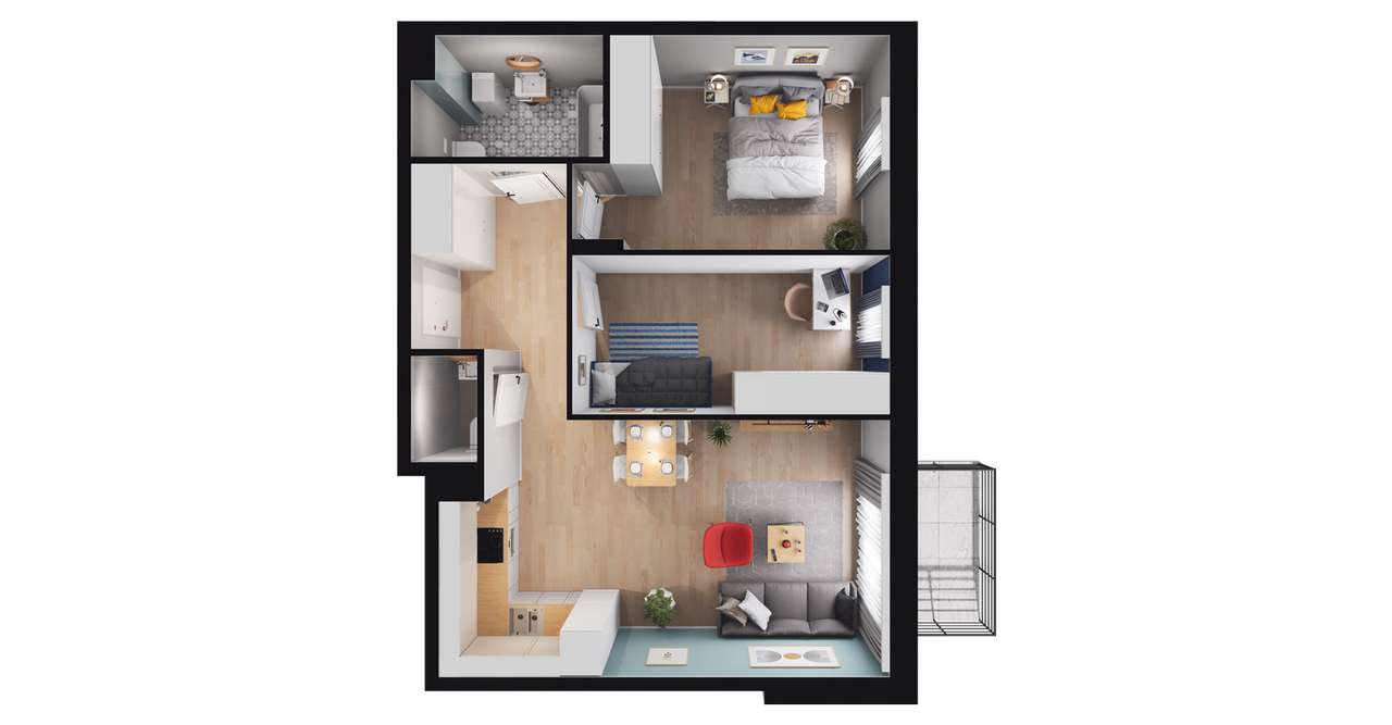 3-pokojowe mieszkanie 59m2 + balkon Bez Prowizji - Pełny obrazek: 2/8