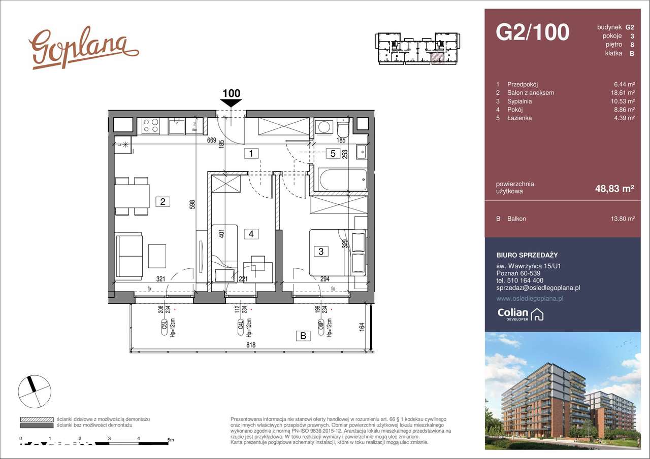 Osiedle Goplana | mieszkanie 3-pok. | G2/100 - Pełny obrazek: 2/7