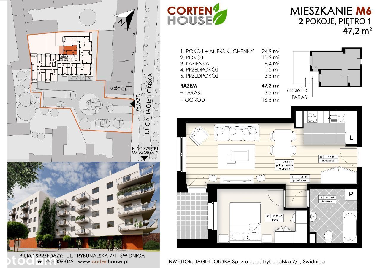 CortenHouse – 2 pokoje/aneks/ogród/47,2m² (M6)