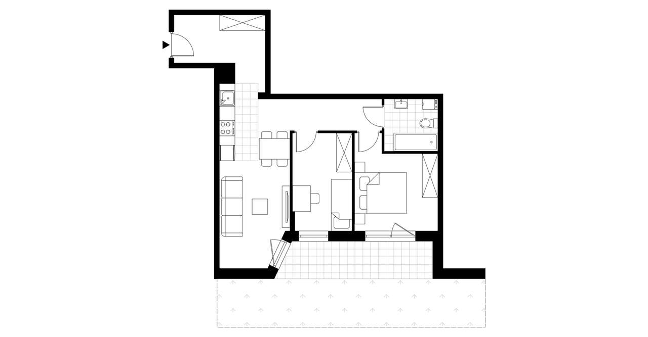 3-pokojowe mieszkanie 56m2 + ogródek - Pełny obrazek: 3/8