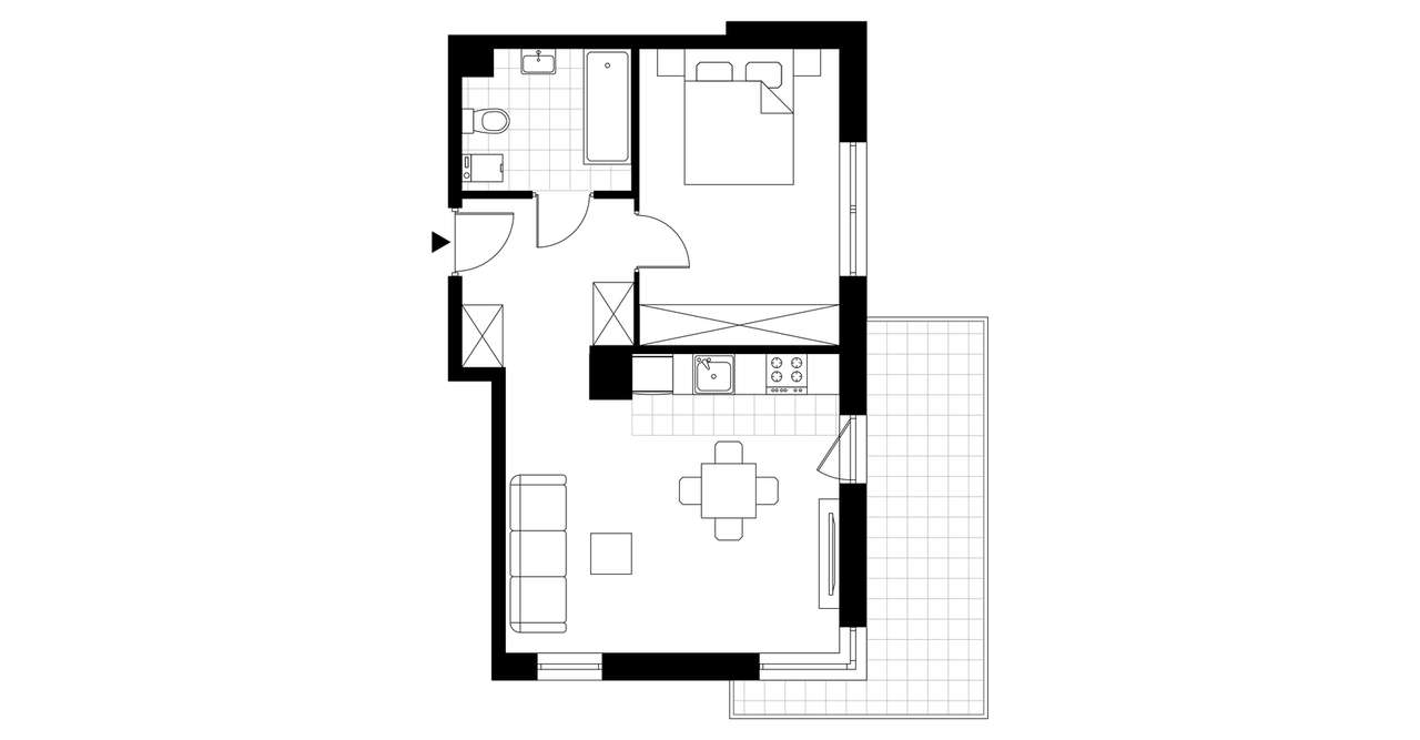 2-pokojowe mieszkanie 44m2 + balkon - Pełny obrazek: 3/8
