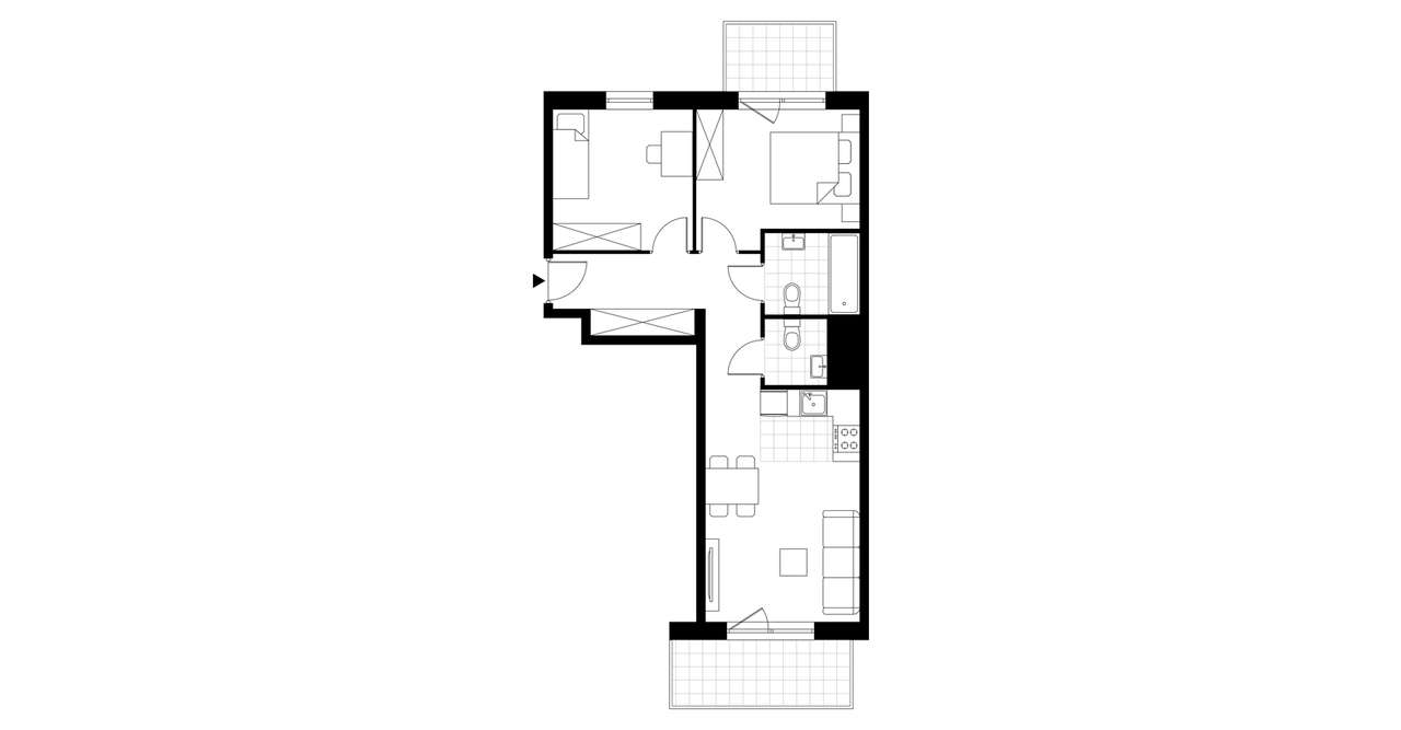 3-pokojowe mieszkanie 59m2 + 2 balkony - Pełny obrazek: 3/8