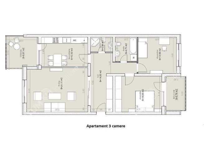Apartament cu 3 camere etaj 1 cu parcare si terasa in Selimbar-6